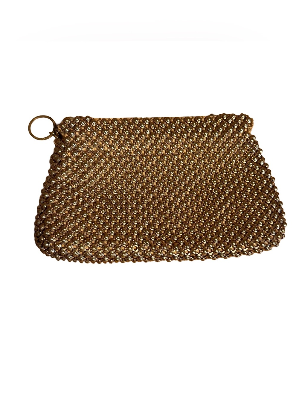 VINTAGE WHITING & DAVIS GOLD METAL MESH DOT CHANGE PURSE